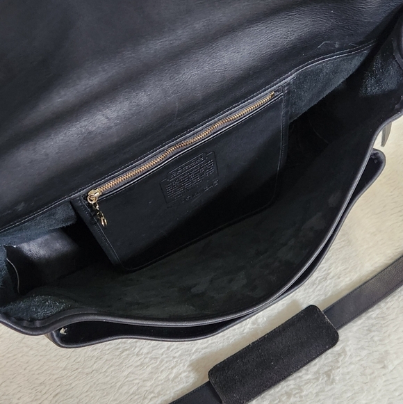 Vintage Coach Morgan Black Leather Briefcase Brass Pushlock Bag - Picture 14 of 16